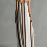 Casual Striped Linen And Cotton Maxi Sleeveless Dress
