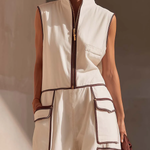Casual Loose-fitting Color-blocked Workwear Jumpsuit