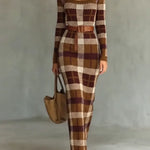 Women's Retro Plaid Sweater Dress