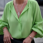 Effortless Elegance Lantern Sleeve Button-up Shirt