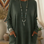 Casual Cozy Loose Denim Cotton Pocket Top