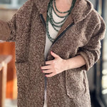 Women's Boucle Wool Blend Zip-up Hooded Jacket
