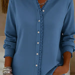 Retro Casual Lace Collar Button Shirt