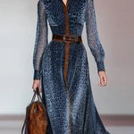 Women's Elegant Leopard Print Shirt Dress