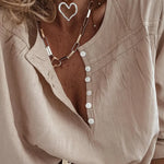 Women's Elegant Lace-trimmed Button-down Shirt