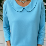Cozy Vintage Peter Pan Collar Cotton Sweatshirt Top