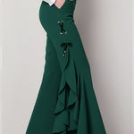 Elegant Flared Trousers With Ruffled Hems