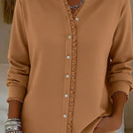 Retro Casual Lace Collar Button Shirt