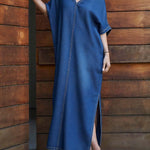 Women's V-neck 3/4 Sleeve Casual Loose Denim Dress