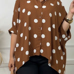 Artistic Polka Dot Print Irregular Hem Shirt