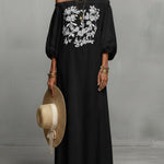 Women's Round Neck Long Sleeve Casual Loose Linen Dress
