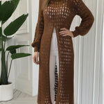 Women's Openwork Crochet Slit Long Top