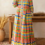 Women's Plaid Print Peter Pan Collar Long-sleeved Casual Loose A-line Dress