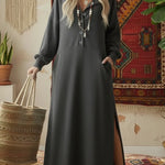 Casual Cozy Loose Hooded Button-up Cotton Dress