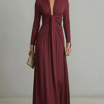 Elegant V-neck Stretchy Vacation Maxi Dress