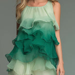Elegant Gradient Flowy Sleeveless Chiffon Ruffle Top