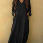 Casual V-neck Loose Denim Dress