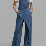 Women's Sleeveless Casual Loose Denim Wide-leg Jumpsuit With Suspenders