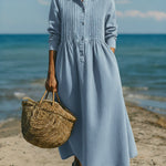 Women's Casual Pleated Denim Dress