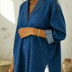 Casual And Cozy Collared Denim Cotton Top