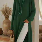 Elegant Cozy Slit Loose Knit Dress