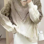 Women's Fashion Gradient V-neck Tassel Sweater