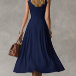 Women's Solid Color Collared Sleeveless Casual Loose Cotton Linen Dress