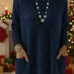 Christmas Sparkling Loose Pocket Pullover Sweater