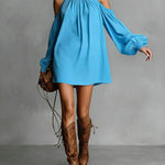 Loose-fitting Off-shoulder Long-sleeved Short Dress