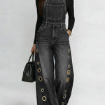 Women's Casual Loose Denim Overalls Wide-leg Jumpsuit