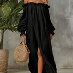 Women's Casual Comfortable Off-shoulder Cotton Linen Maxi Dress
