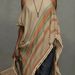 Colorful Printed Fringed Hem Top Blouse