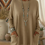 Casual Cozy Loose Denim Cotton Pocket Top