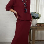 Elegant Knitted Turtleneck Sweater And Skirt Two-piece Set