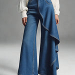 Women's Fashionable Ruffled Denim Pants