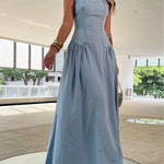Women's Casual Sleeveless 100% Cotton Maxi Denim Dress