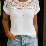 Women's Casual Patchwork Lace Crew Neck Vest