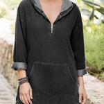 Women's Long-sleeved Casual Loose Hooded Denim Top