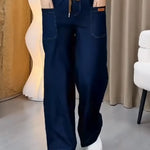 Women's Casual Stretch Cotton Pants With Elastic Waistband.