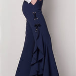 Elegant Flared Trousers With Ruffled Hems
