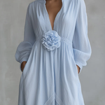 Elegant Three-dimensional Floral Cotton And Linen Maxi Dress