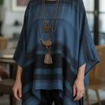 Women's Loose-fitting Artistic Print Linen And Cotton Top