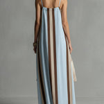 Casual Striped Linen And Cotton Maxi Sleeveless Dress
