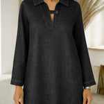 Women's Lapel Long-sleeved Casual Loose Denim Shirt