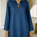 Women's Lapel Long-sleeved Casual Loose Denim Shirt