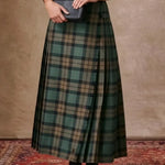 Women's Scottish Plaid Pleated Cotton Skirt