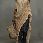 Colorful Printed Fringed Hem Top Blouse