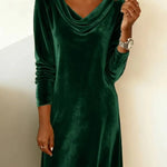 Women's velvet draped neck dress
