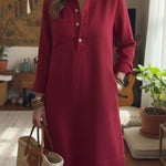 Classic Button-down Linen Shirt Dress