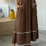 Women's Casual Patchwork White Lace Linen-cotton Skirt